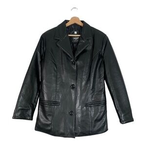 Vintage Reportage Classic Faux Leather Jacket Size XL Black